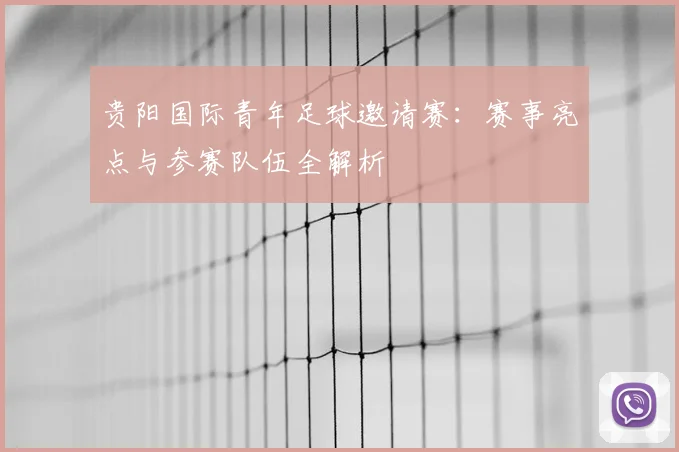 贵阳国际青年足球邀请赛：赛事亮点与参赛队伍全解析